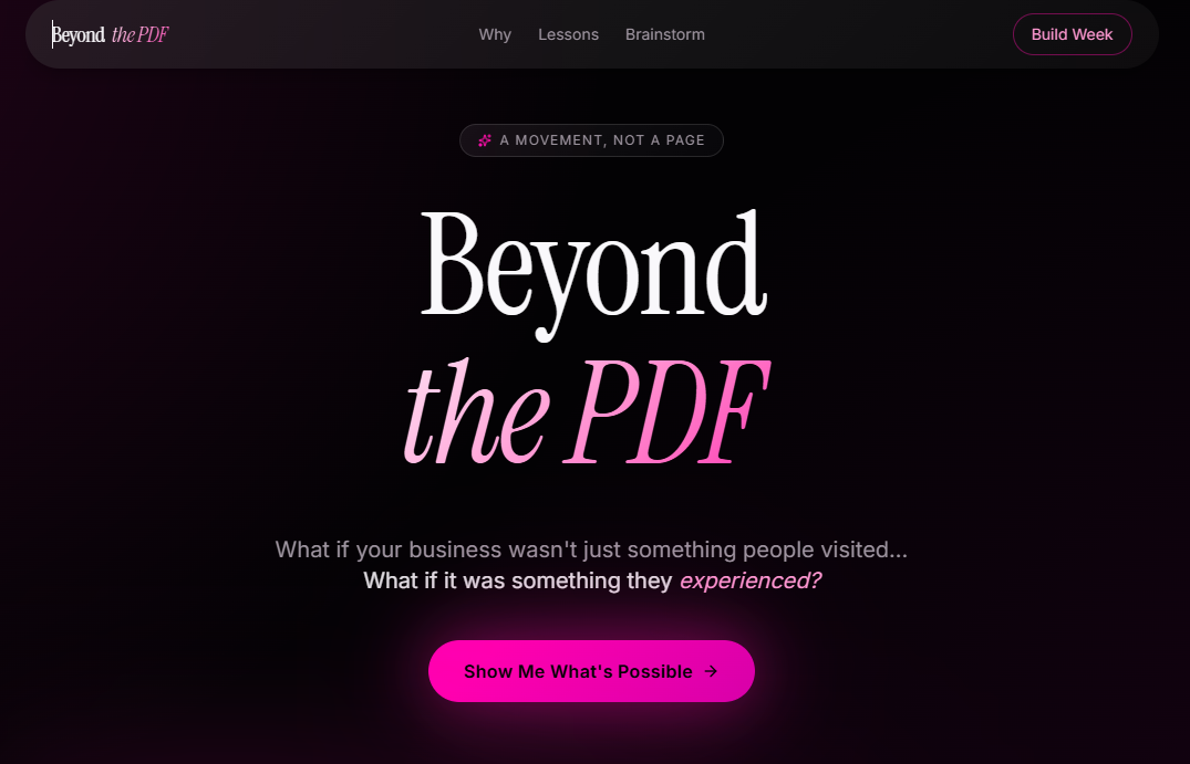 Preview of the Beyond the PDF free experience page
