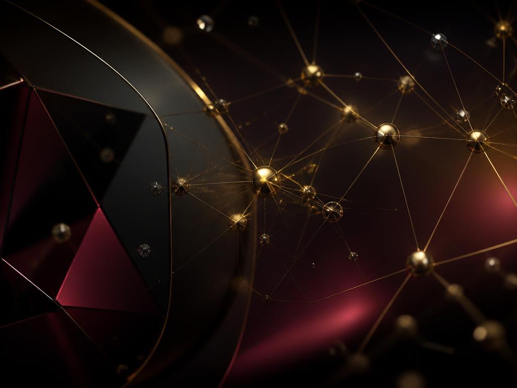 Gold network nodes over black glass